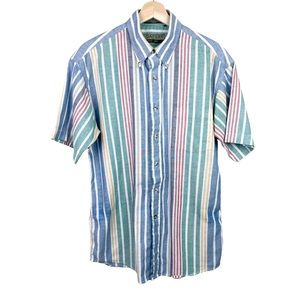 True American Vintage 90s Button Down Striped Men’s Top Light Multicolor Medium